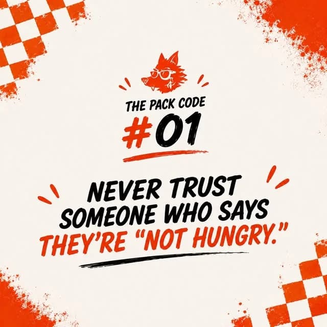 The Pack Code #01: Never trust someone who says they're “not hungry.”